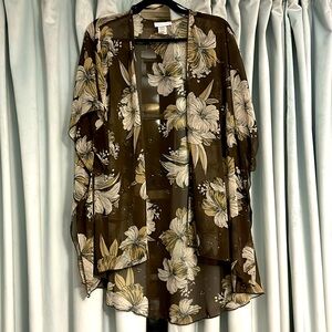 Emory Park sheer chocolate floral kimono size Large purchased from Stitch Fix.